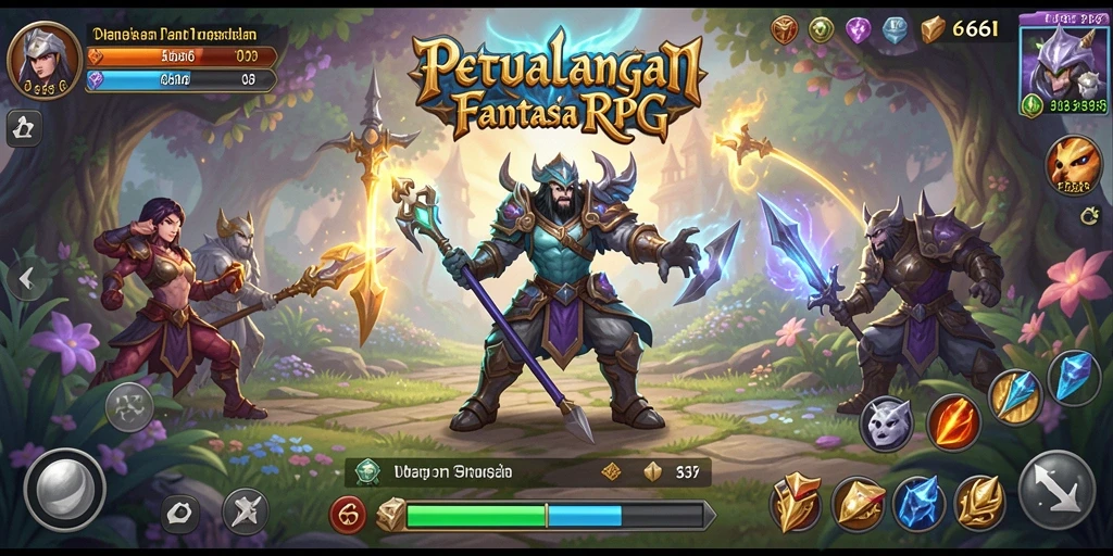 Screenshot 666I menampilkan karakter dalam pertarungan seru di dunia RPG.