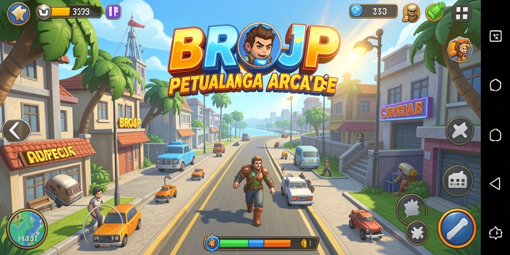 Tampilan gameplay BROJP yang seru dan penuh tantangan di dunia Arcade.