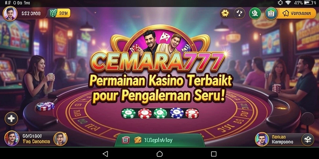 Screenshot gameplay CEMARA777 yang menampilkan suasana kasino yang mendebarkan.