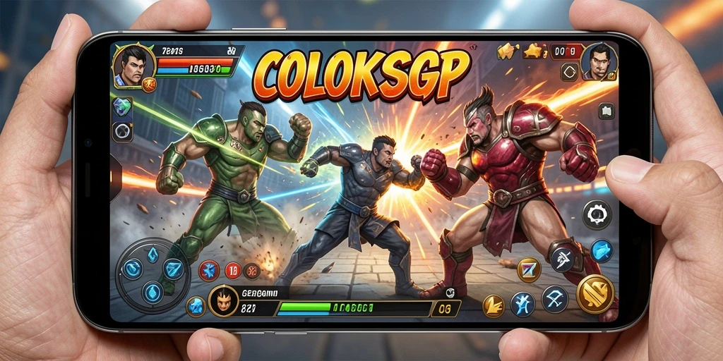 Tampilan screenshot COLOKSGP menampilkan karakter bertarung dalam aksi penuh.