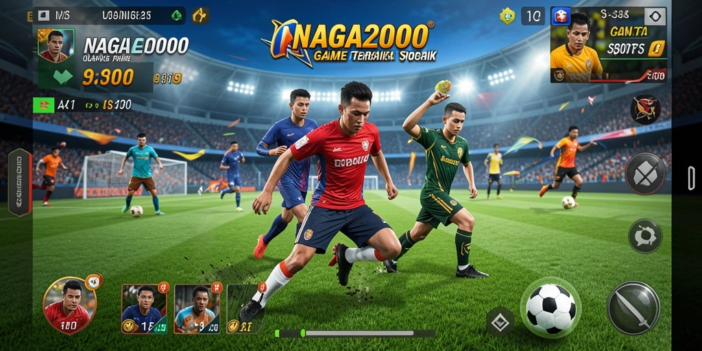 Screenshot utama NAGA2000 menampilkan aksi seru dalam permainan olahraga.