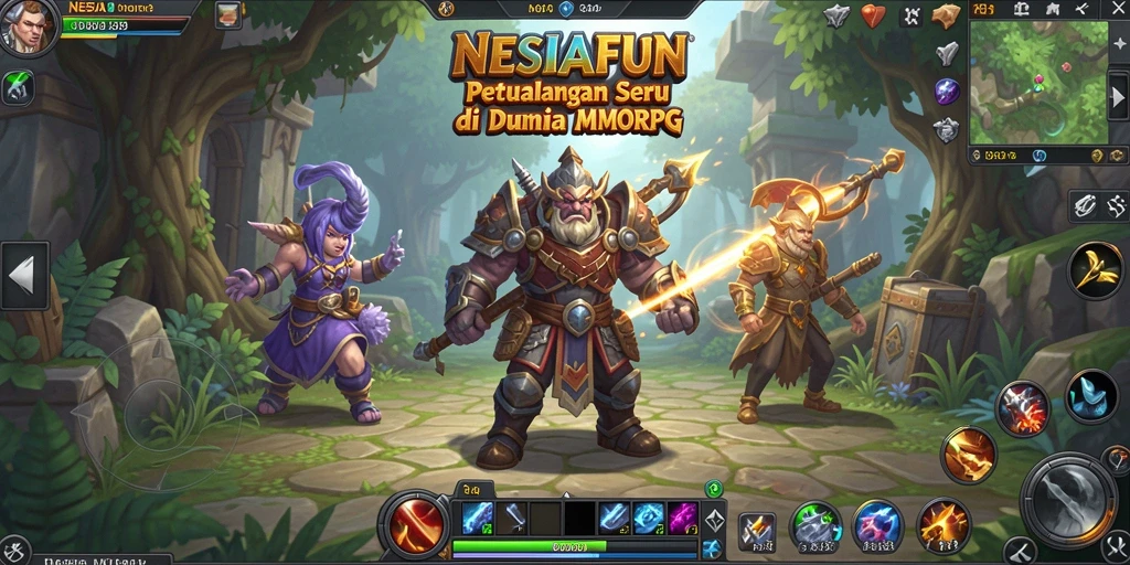 Screenshot menunjukkan gameplay seru di dunia MMORPG NESIAFUN.