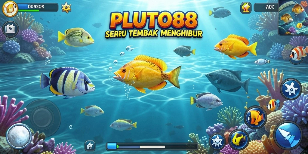 Tampilan gameplay seru PLUTO88 dalam menembak ikan.
