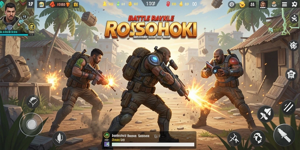 Tampilan gameplay seru dan mendebarkan di arena Battle Royale.