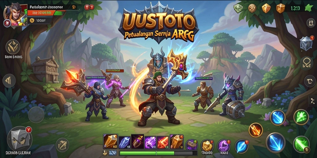Screenshot UUSTOTO menampilkan pertarungan epik dengan visual yang menakjubkan.