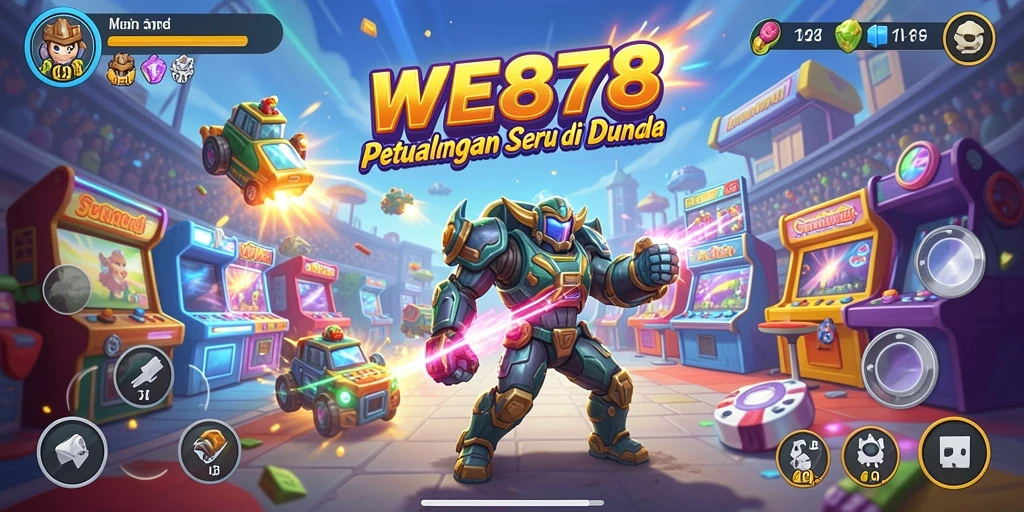Screenshot menunjukkan aksi intens dalam gameplay Arcade WE878.